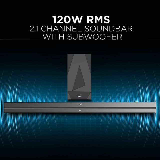 boAt Aavante Bar 1580 120W Bluetooth Soundbar with Remote (Surround Sound, 2.1 Channel, Black
