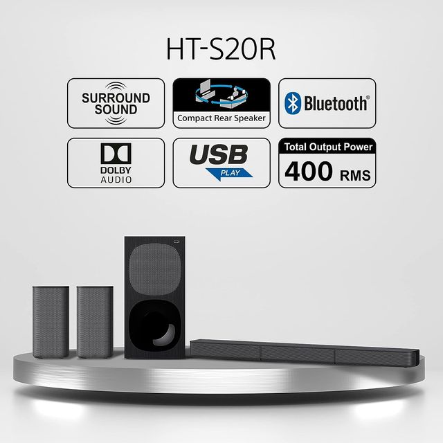 SONY HT-S20R 400W Bluetooth Home Theatre with Remote (Dolby Digital, 5.1 Channel, Black)