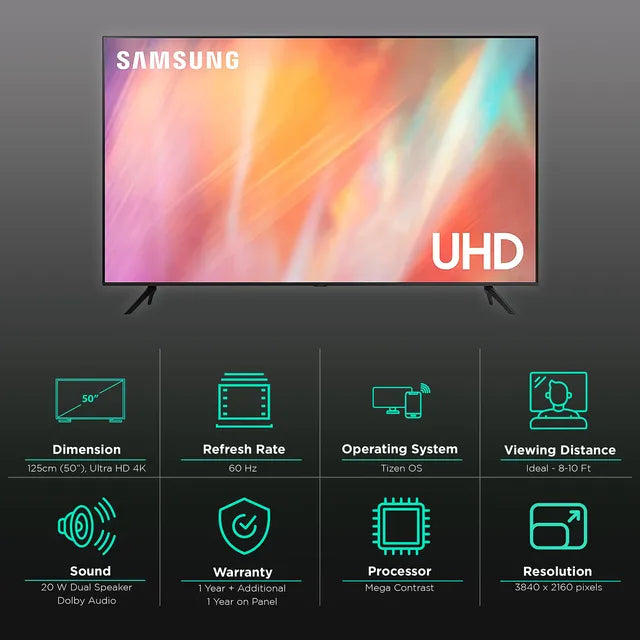 SAMSUNG Crystal 4K 125 cm (50 inch) 4K Ultra HD LED Tizen TV (2021 model)