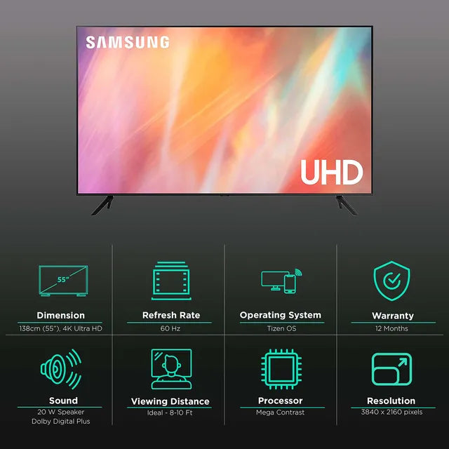 SAMSUNG Crystal 4K 138 cm (55 inch) 4K Ultra HD LED Tizen Smart TV (2021 model)