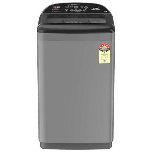 Croma 8 kg 5 Star Fully Automatic Top Load Washing Machine (CRLW080FAF202302, Pulsator Wash Technology, Inox Grey)