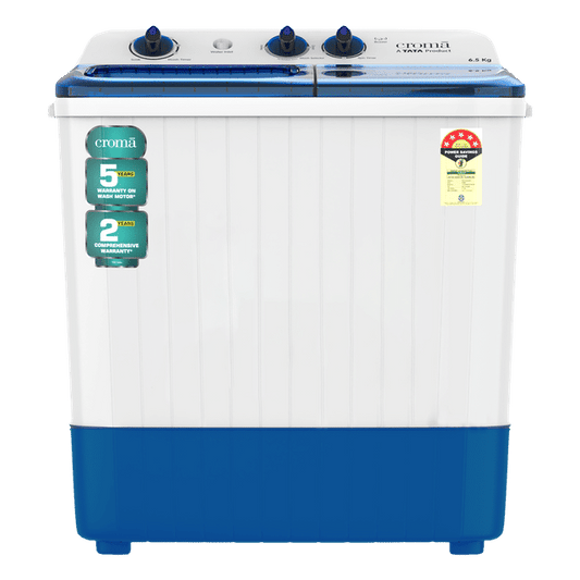 Croma 6.5 kg 5 Star Semi Automatic Washing Machine with Spiral Pulsator (CRLW065SMF202351, Blue)l