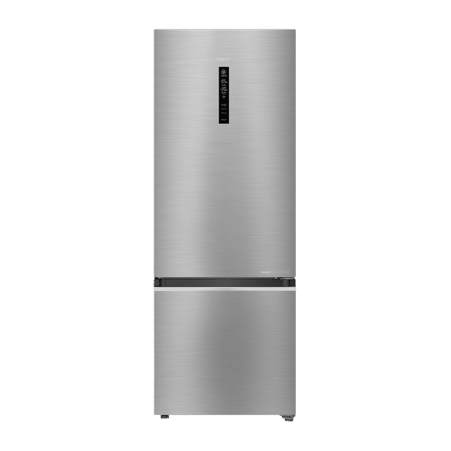Haier 325 Litres 3 Star Frost Free Double Door Bottom Mount Convertible Refrigerator with Triple Inverter Technology (HRB-3753BBS-P, Brushline Silver)