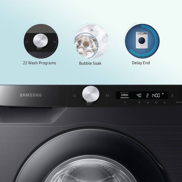 SAMSUNG 12 kg 5 Star Inverter Fully Automatic Front Load Washing Machine (WW12T504DAB/TL, Built-In Heater, Black Caviar)