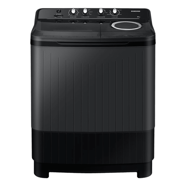 SAMSUNG 8.5 kg 5 Star Semi Automatic Washing Machine with Air Turbo Drying System (WT85B4200GD/TL, Dark Grey)
