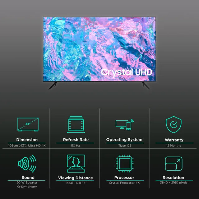 SAMSUNG 7 Series 108 cm (43 inch) 4K Ultra HD LED Tizen TV with Adaptive Sound