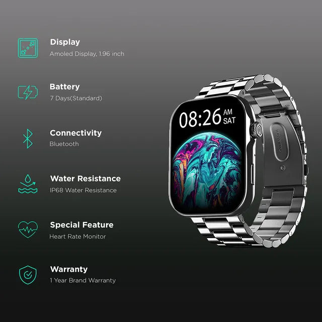 noise ColorFit Ultra 3 Smartwatch with Bluetooth Calling (49mm AMOLED Display, IP68 Water Resistant, Silver Elite Edition Strap)