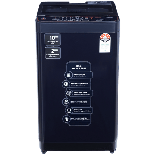 Croma 8 kg 5 Star Fully Automatic Top Load Washing Machine (CRLW080FAF276205, In-built Heater, Pure Black)