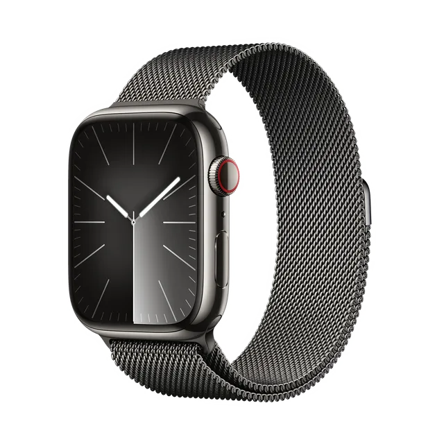 Apple Watch Series 9 GPS+Cellular with Graphite Milanese Loop - M/L (45mm Display, Graphite Stainless Steel Case)