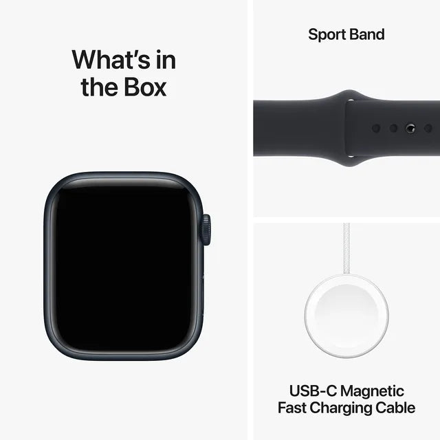 Apple Watch Series 9 GPS with Midnight Sport Band - S/M (45mm Display, Midnight Aluminium Case)