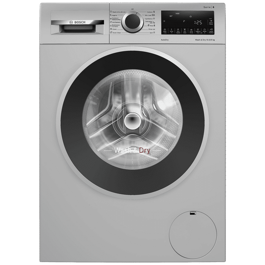 BOSCH 10.5/6 kg 5 Star Fully Automatic Front Load Washer Dryer(Series 6, WNA264U9IN, In-built Heater, Silver)