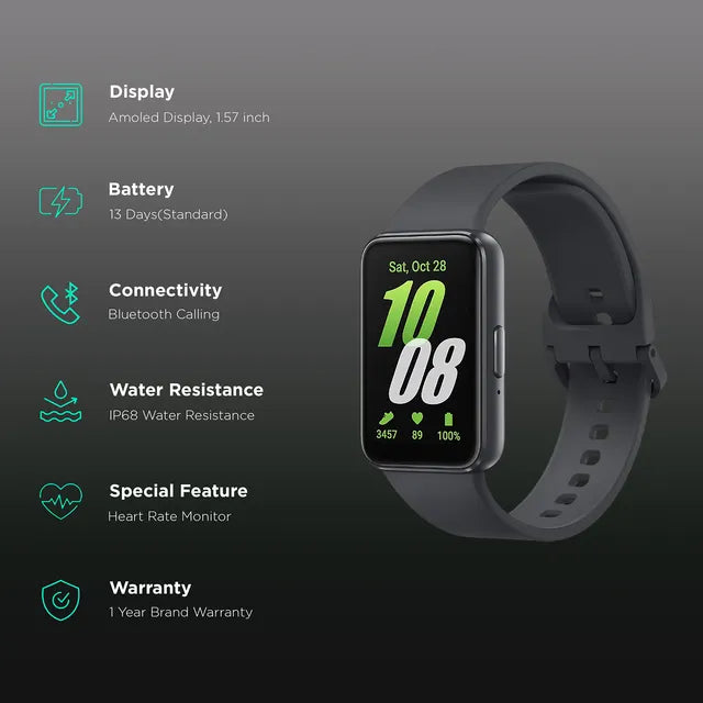 SAMSUNG Galaxy Fit3 Smartwatch with 100 Plus Watch Faces (40.9mm AMOLED Display, IP68 Water Resistant, Gray Strap)